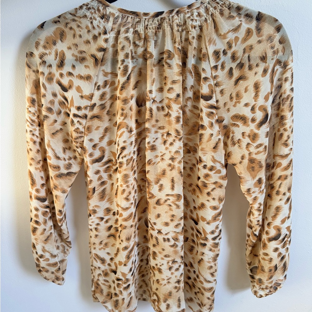 Ninety Beige Leopard Print Blouse